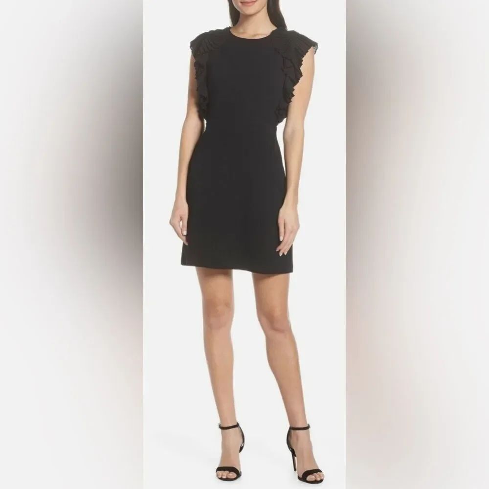 Chelsea28 Women's Pleat Shoulder Sheath Dress Black Size 6 NWOT